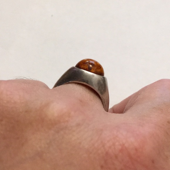 🍭SHELLY🍭Very old Artisan Amber ring in sterling silver (Size 5) - Picture 6 of 11